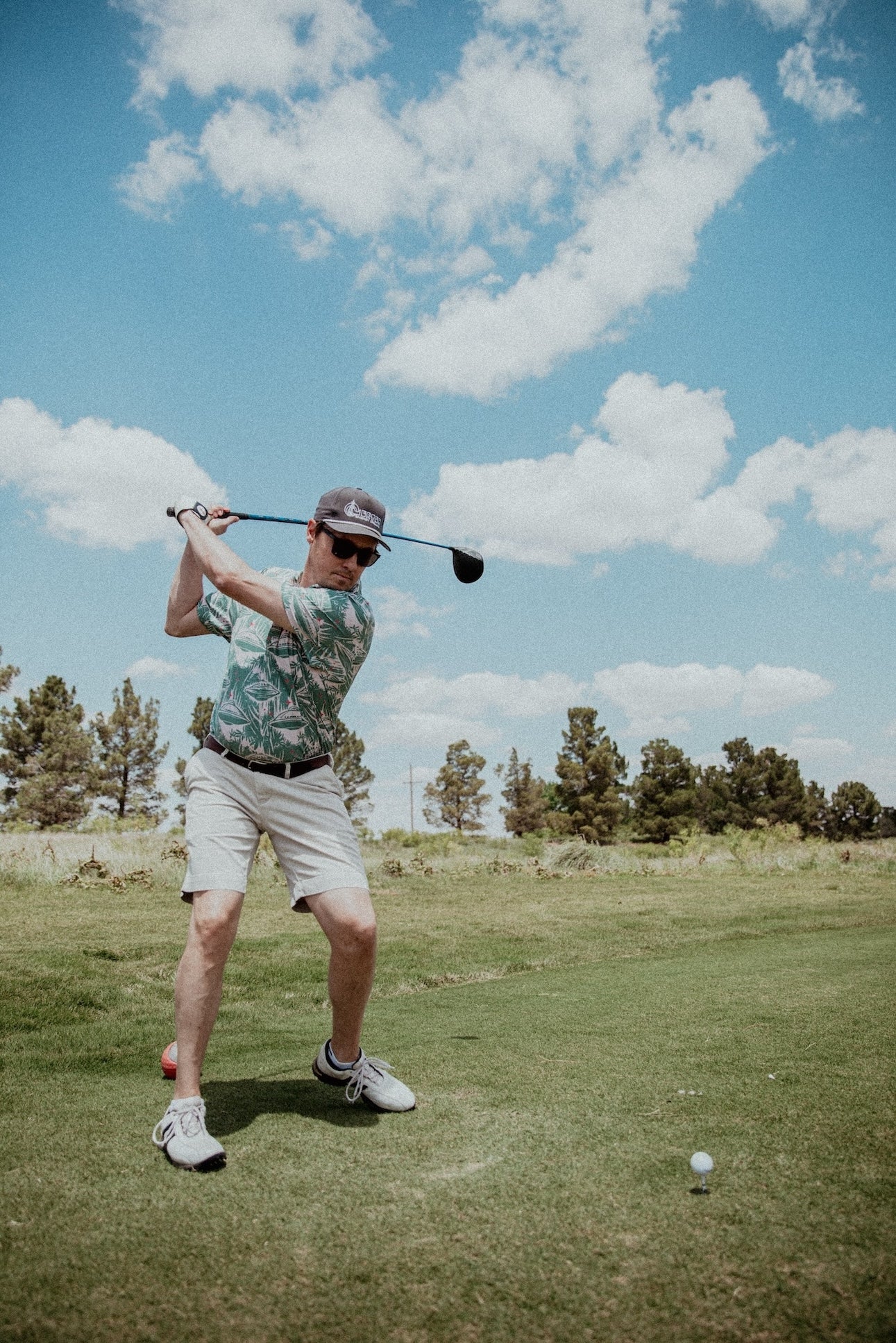 Abducted in an Oasis: Retro UFO Floral Encounter Golf Polo