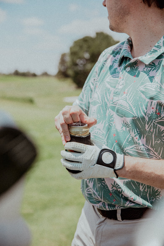 Abducted in an Oasis: Retro UFO Floral Encounter Golf Polo