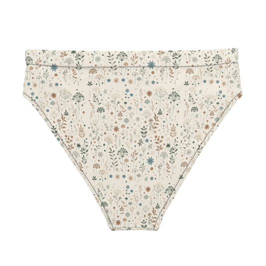 Meadow Bloom: Wildflower Delight High-Waisted Bikini Bottom