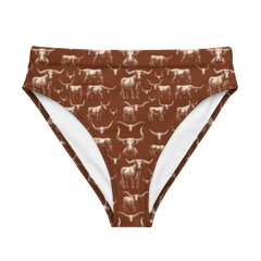 Wild Steer: Fiery Longhorn High-Waisted Bikini Bottom