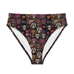 Night Calavera: Dark Skulls High-Waisted Bikini Bottom