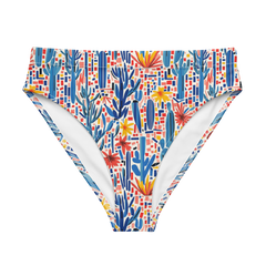 Mesa Mosaic: Geometric Floral High-Waisted Bikini Bottom