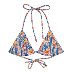 Mesa Mosaic: Geometric Floral String Bikini Top
