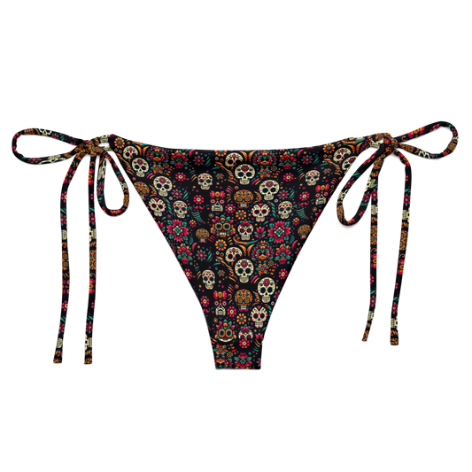 Night Calavera: Dark Skulls String Bikini Bottom