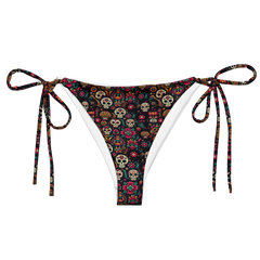 Night Calavera: Dark Skulls String Bikini Bottom
