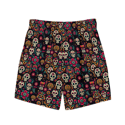 Night Calavera: Dark Skulls Swim Trunks