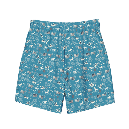 Independence Blues: Fourth of July Cowboy Swim Trunks