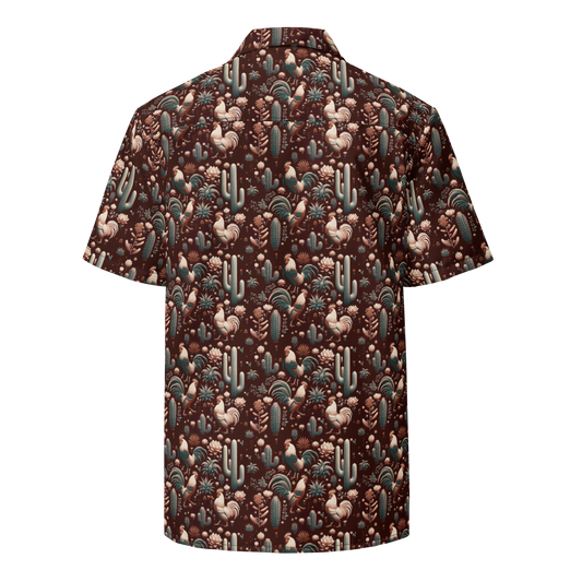 Desert Dawn: Rooster & Cactus Button-Up Shirt