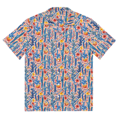 Mesa Mosaic: Geometric Floral Button-Up Shirt