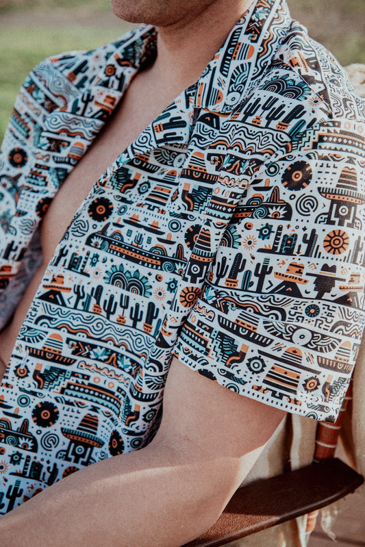 Desert Dusk: Earthy Tones Southwest Button-Up Shirt