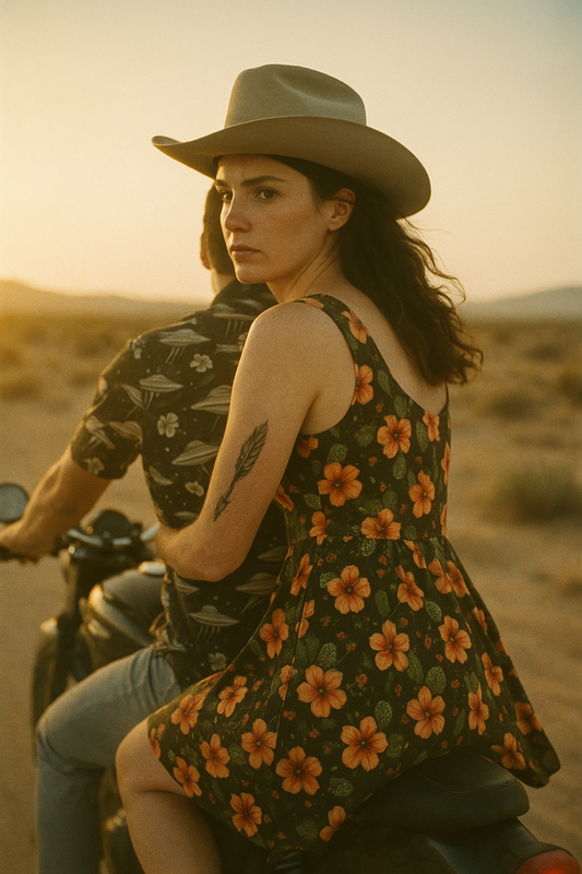 Nocturnal Nopal: Cactus Blooms Sun Dress