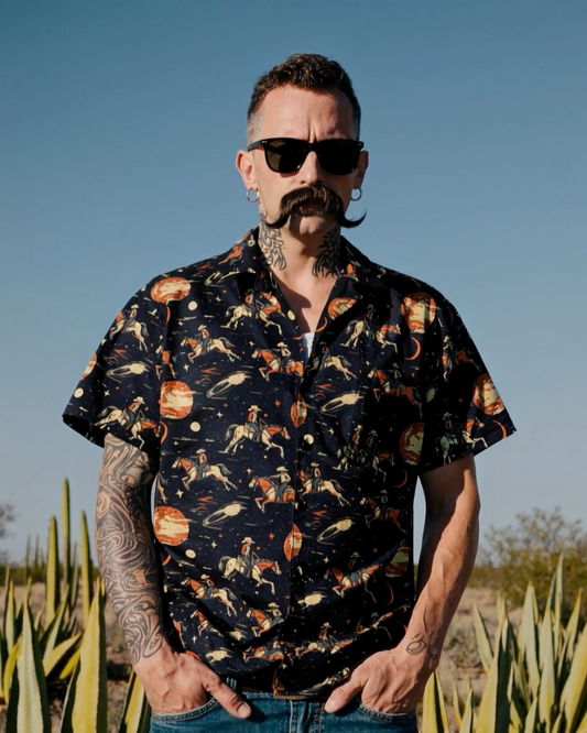 Solar Spur: Cosmic Range Rider Button-Up Shirt