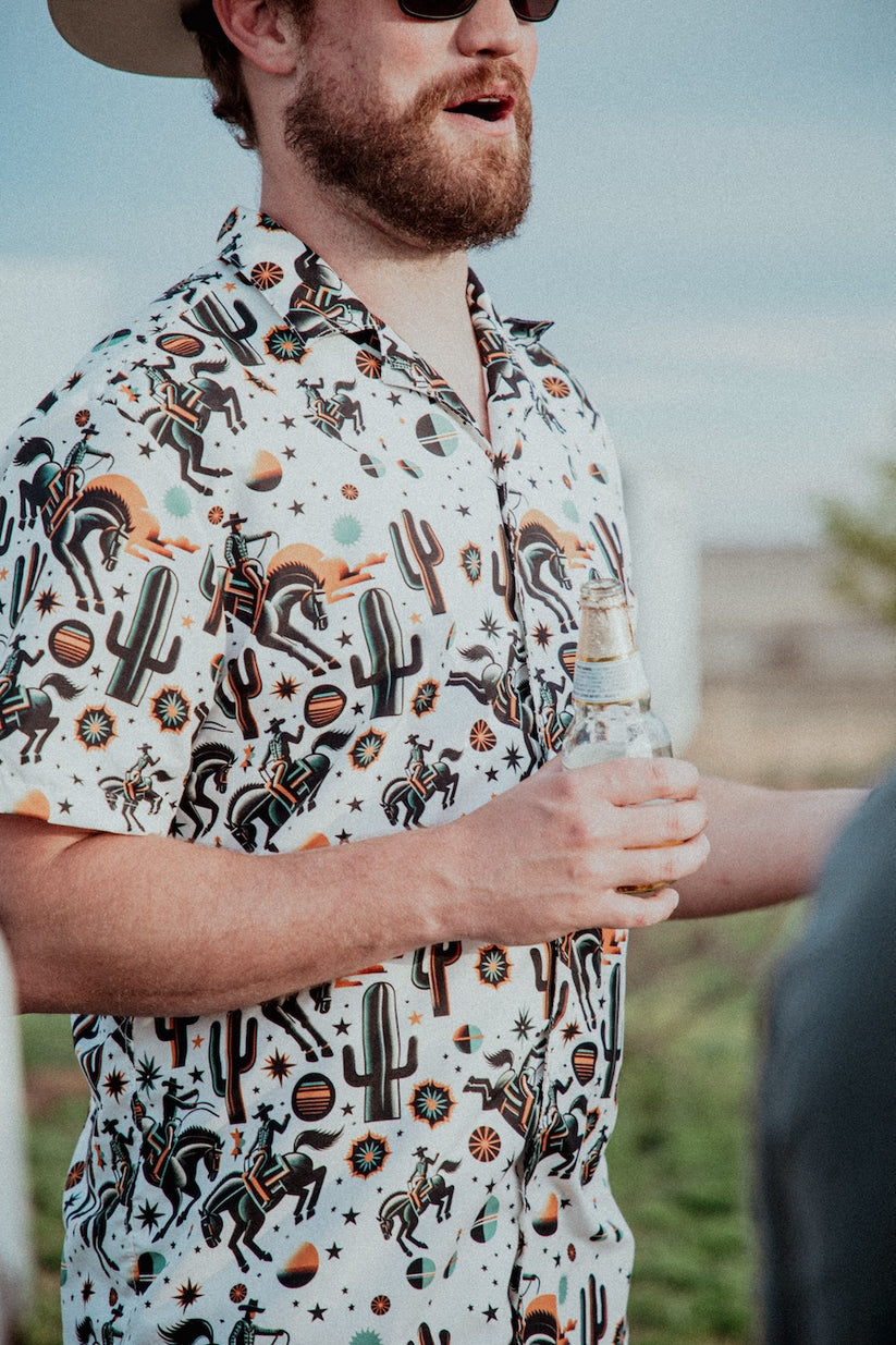 Cosmic Rodeo: Bucking Space Bronco Button-Up Shirt – Texas Eclipse ...