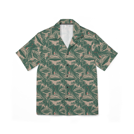 Abducted in an Oasis: Retro UFO Floral Encounter Performance Hawaiian Shirt