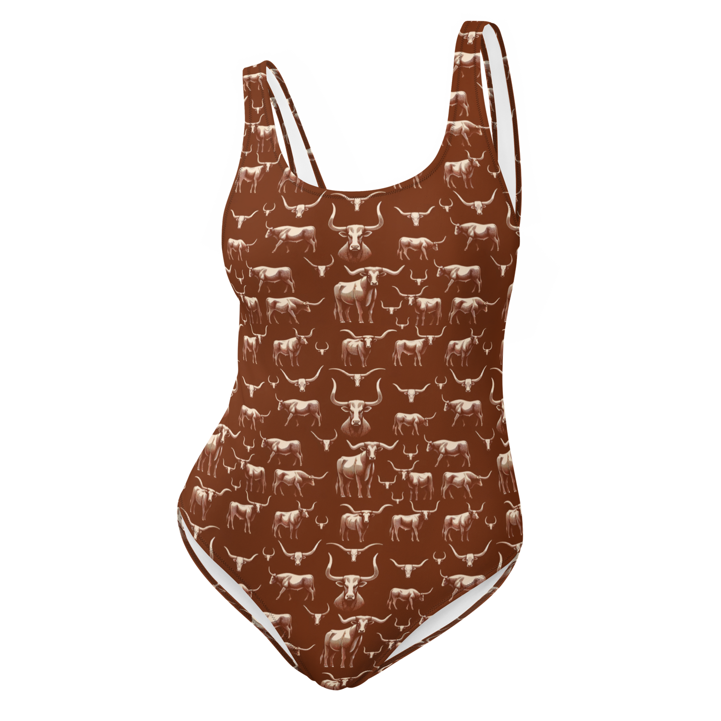 Wild Steer: Fiery Longhorn One-Piece Swimsuit