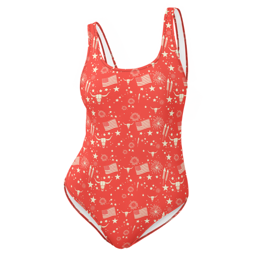 Starry Steer: An American Icon One-Piece Swimsuit