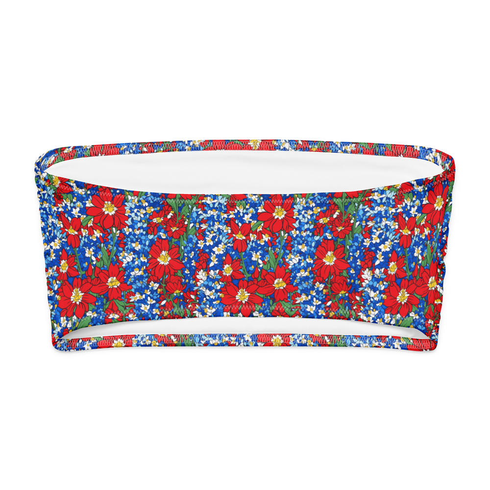 Wildflower Mirage: Rustic Floral Bandeau Bikini Top