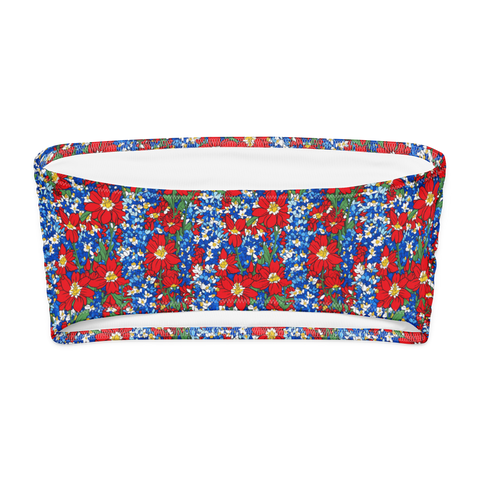Wildflower Mirage: Rustic Floral Bandeau Bikini Top