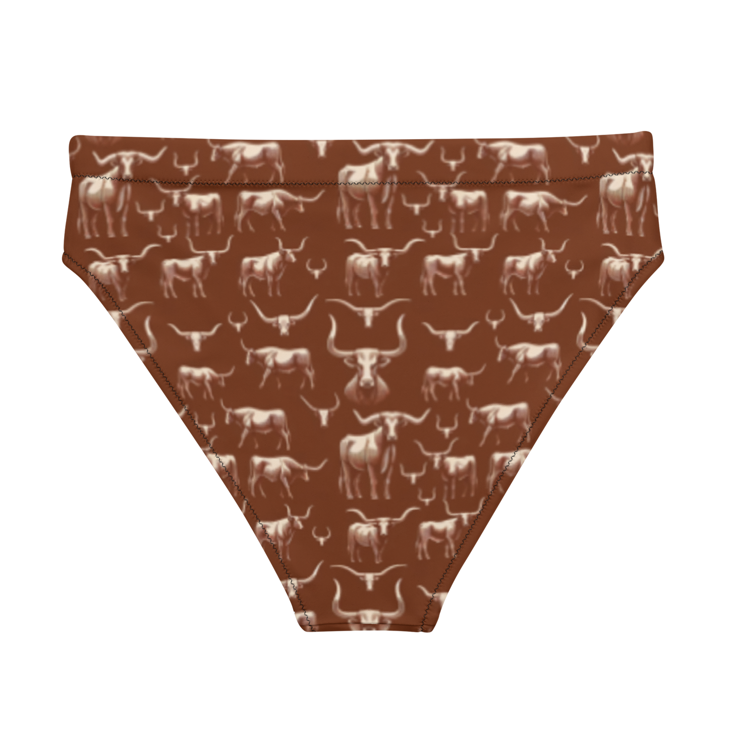 Wild Steer: Fiery Longhorn High-Waisted Bikini Bottom