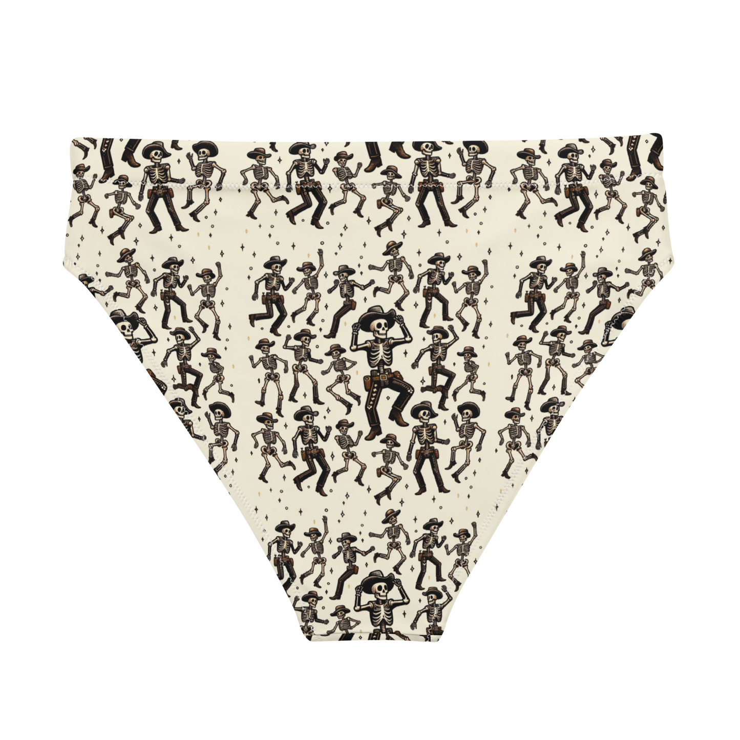 Ghostly Hoedown: Dancing Cowboy Skeleton High-Waisted Bikini Bottom