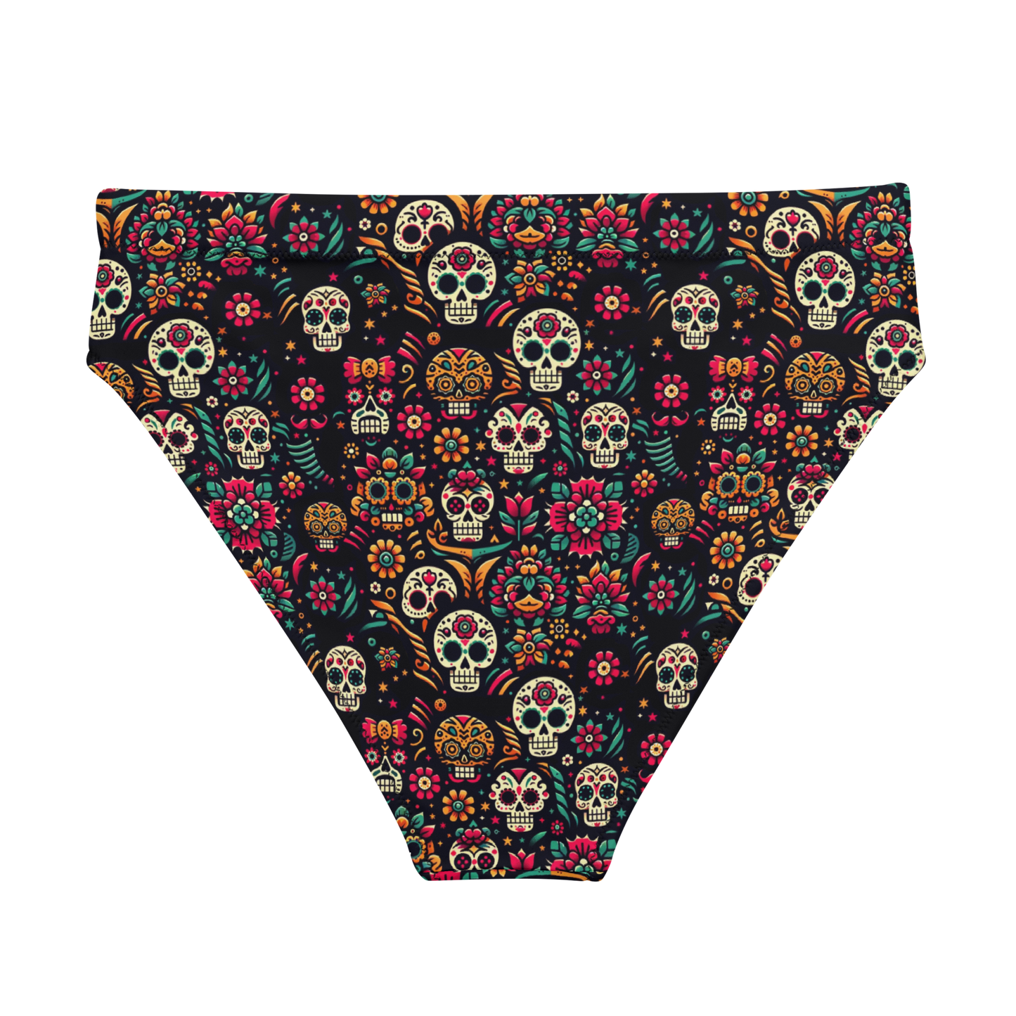 Night Calavera: Dark Skulls High-Waisted Bikini Bottom