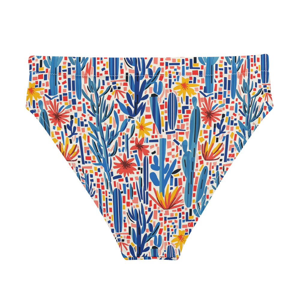 Mesa Mosaic: Geometric Floral High-Waisted Bikini Bottom