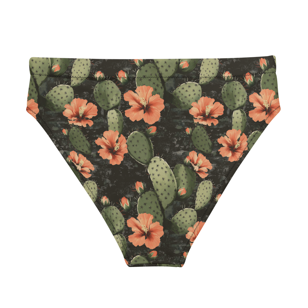 Nocturnal Nopal: Cactus Blooms High-Waisted Bikini Bottom