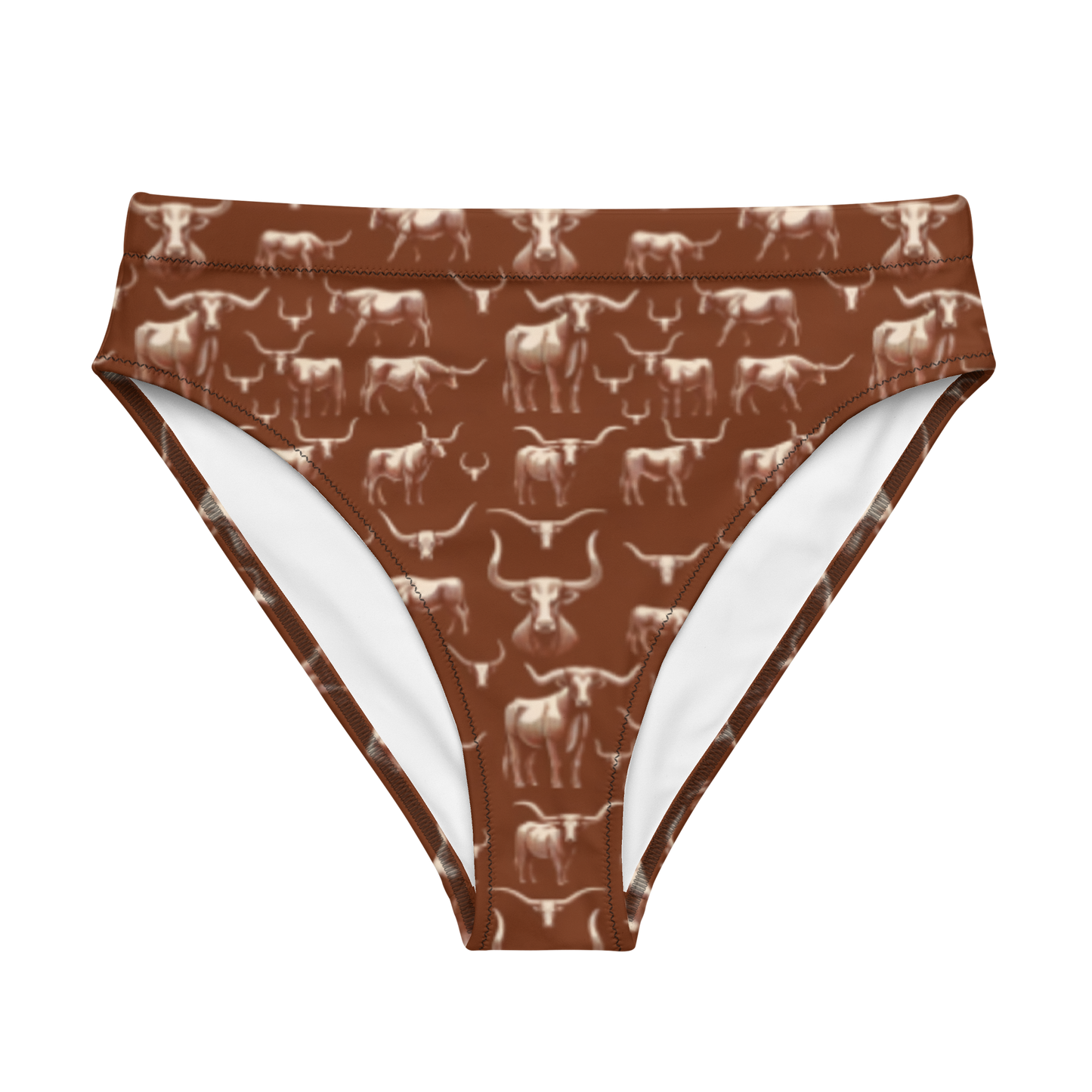 Wild Steer: Fiery Longhorn High-Waisted Bikini Bottom