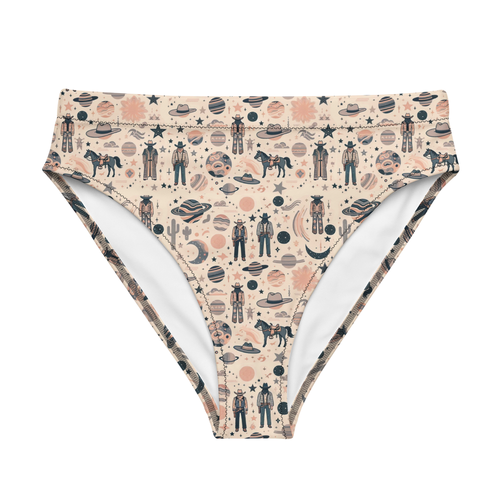 Cosmic Wrangler: Western Space Cowboy High-Waisted Bikini Bottom