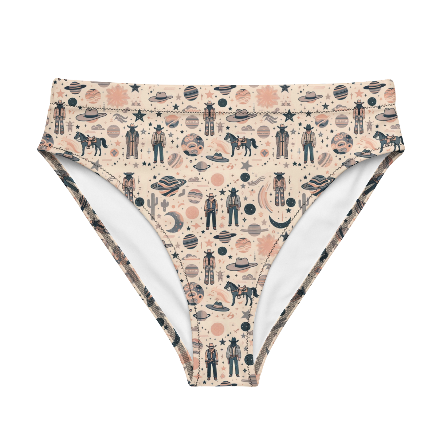 Cosmic Wrangler: Western Space Cowboy High-Waisted Bikini Bottom