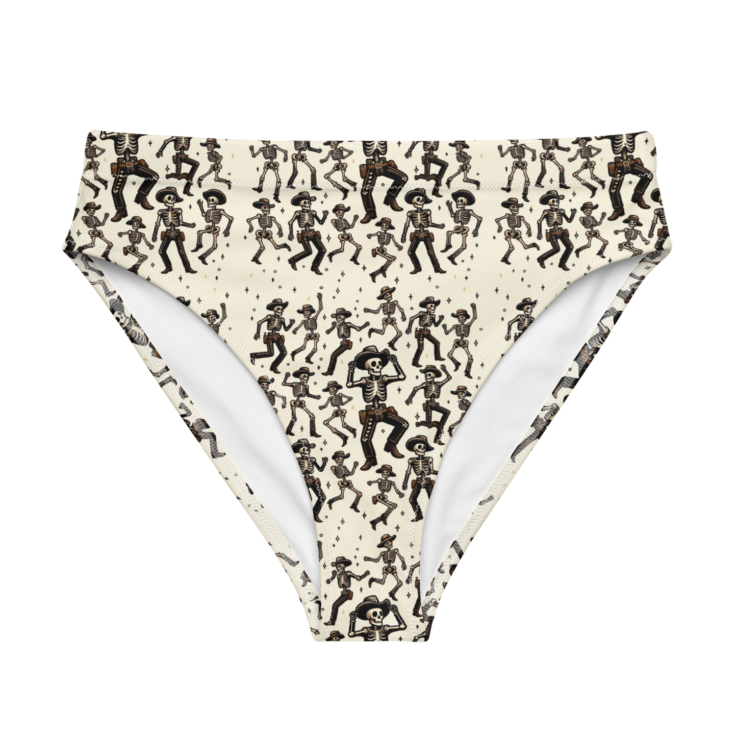 Ghostly Hoedown: Dancing Cowboy Skeleton High-Waisted Bikini Bottom