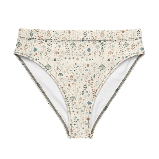 Meadow Bloom: Wildflower Delight High-Waisted Bikini Bottom