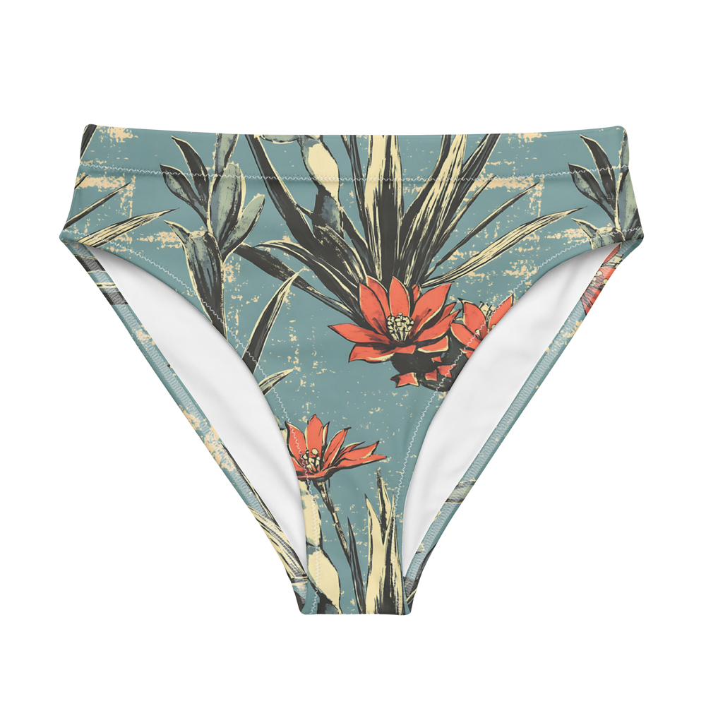 Cactus Aloha: Prickly Pear Blossom High-Waisted Bikini Bottom
