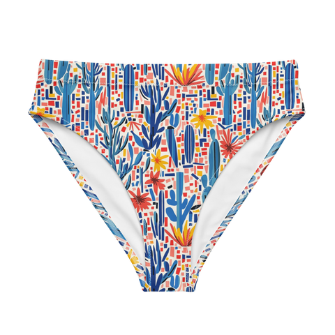 Mesa Mosaic: Geometric Floral High-Waisted Bikini Bottom
