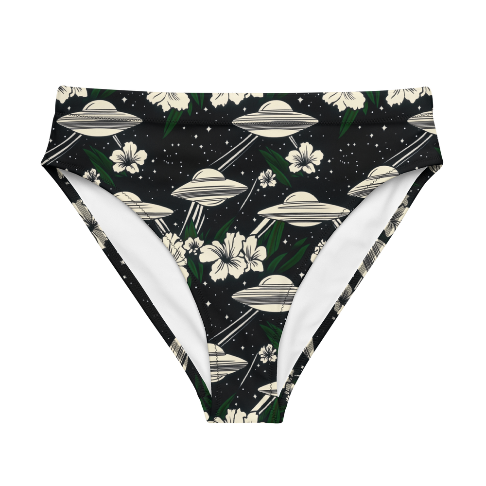 Cosmic Luau: Flying Saucer & Cactus Bloom High-Waisted Bikini Bottom