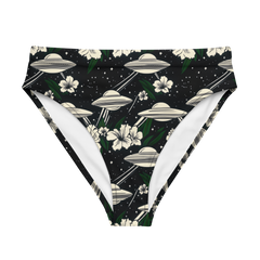 Cosmic Luau: Flying Saucer & Cactus Bloom High-Waisted Bikini Bottom
