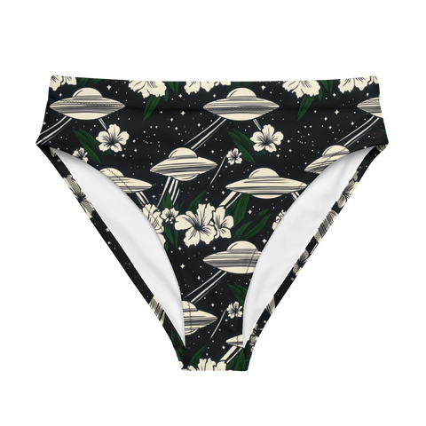 Cosmic Luau: Flying Saucer & Cactus Bloom High-Waisted Bikini Bottom