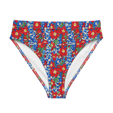 Wildflower Mirage: Rustic Floral High-Waisted Bikini Bottom