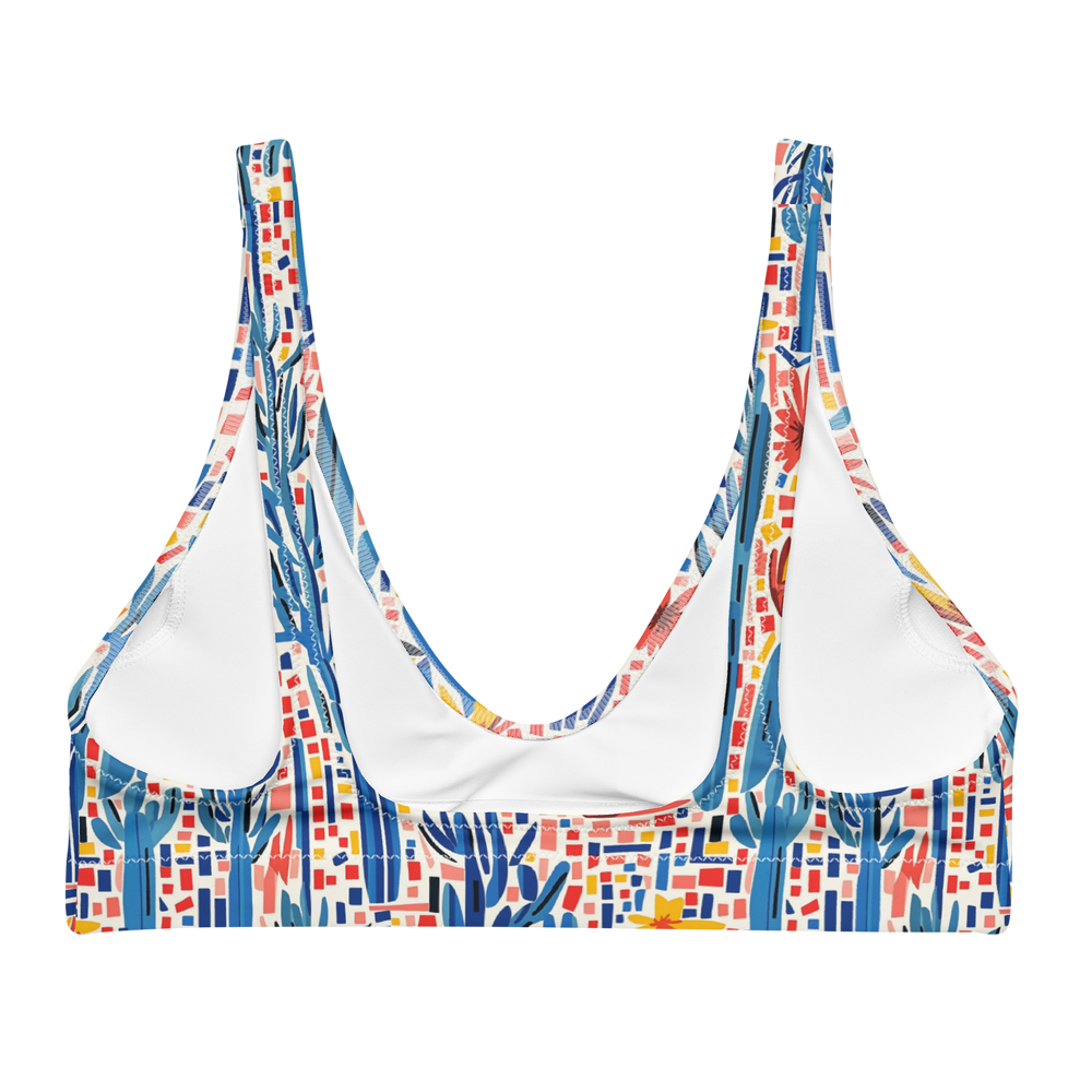 Mesa Mosaic: Geometric Floral High-Waisted Bikini Top