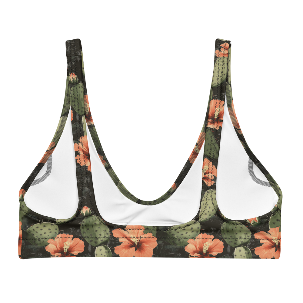 Nocturnal Nopal: Cactus Blooms High-Waisted Bikini Top