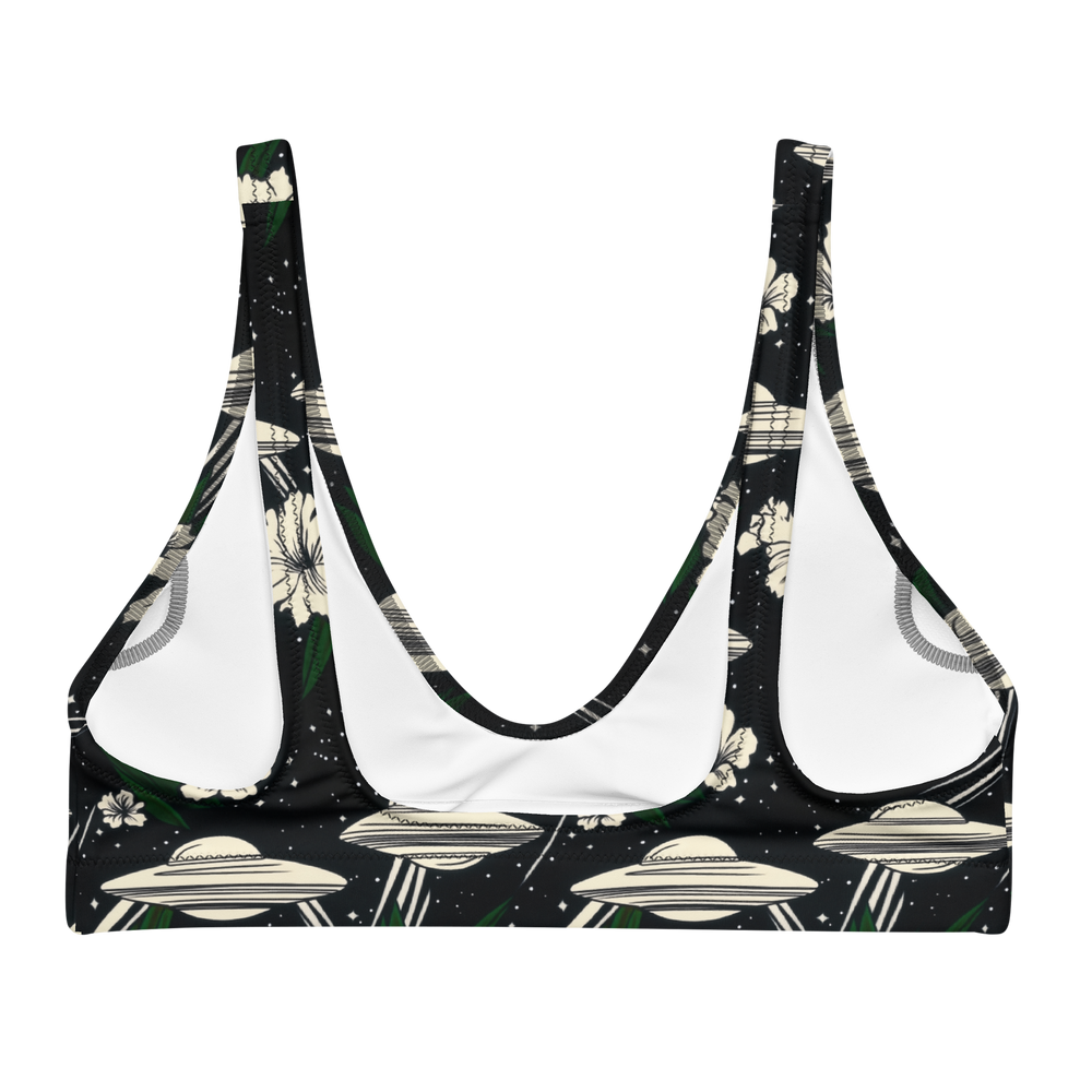 Cosmic Luau: Flying Saucer & Cactus Bloom High-Waisted Bikini Top