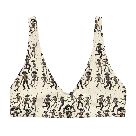 Ghostly Hoedown: Dancing Cowboy Skeleton High-Waisted Bikini Top