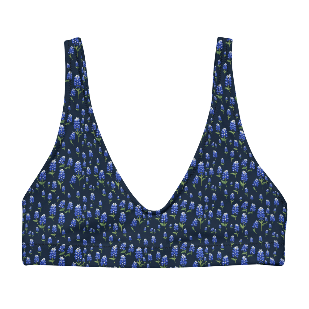 Wildflower Blues: Lone Star Bluebonnet High-Waisted Bikini top