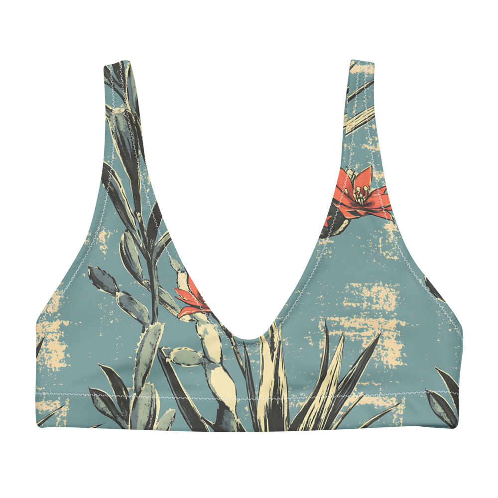 Cactus Aloha: Prickly Pear Blossom High-Waisted Bikini Top