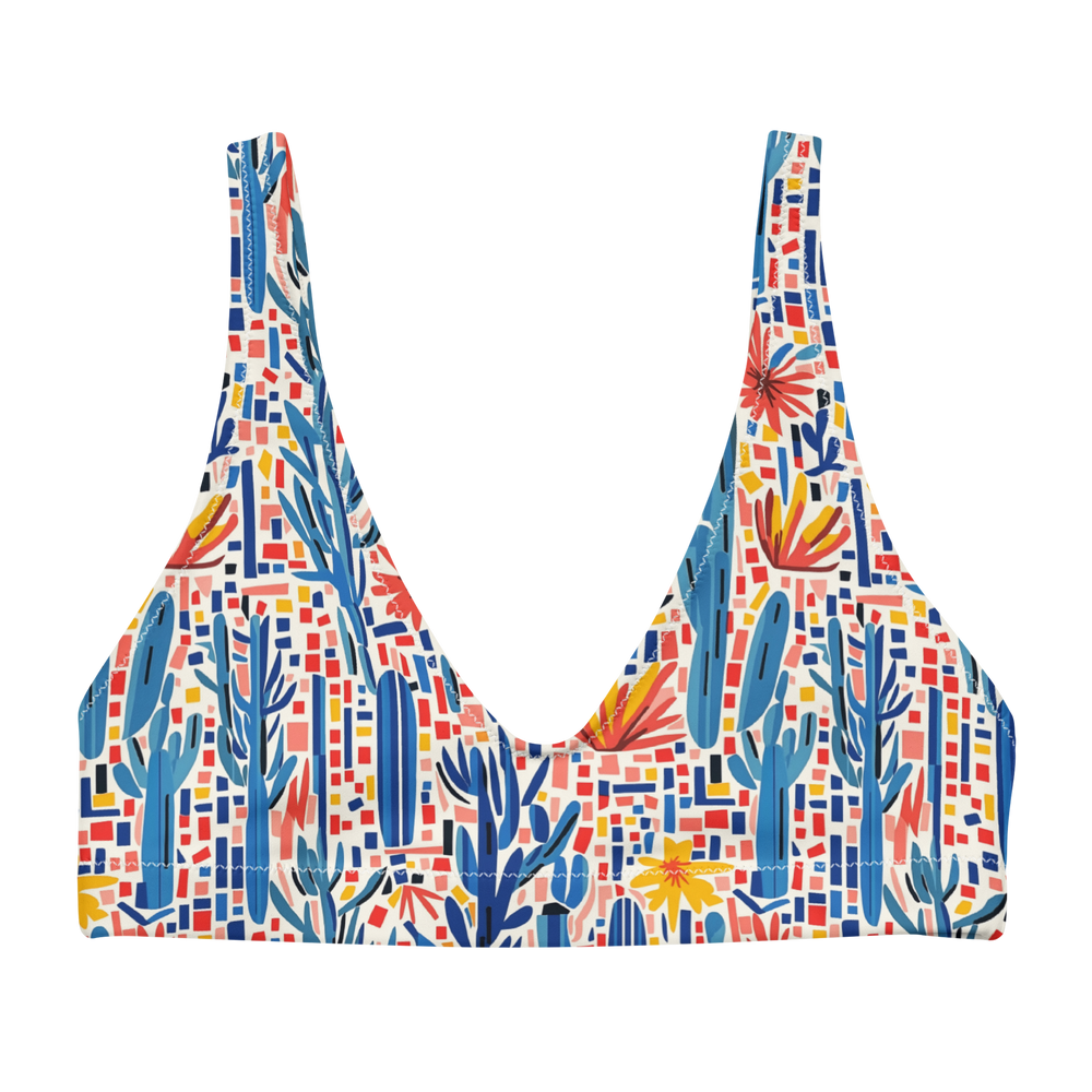Mesa Mosaic: Geometric Floral High-Waisted Bikini Top