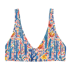 Mesa Mosaic: Geometric Floral High-Waisted Bikini Top