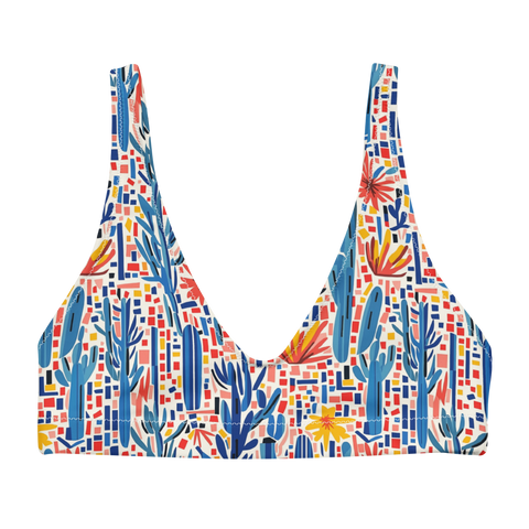 Mesa Mosaic: Geometric Floral High-Waisted Bikini Top