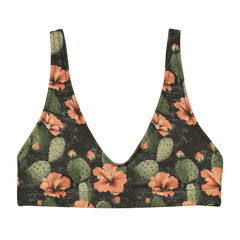 Nocturnal Nopal: Cactus Blooms High-Waisted Bikini Top