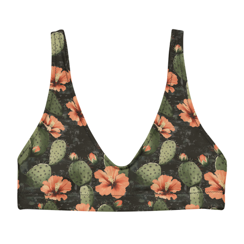 Nocturnal Nopal: Cactus Blooms High-Waisted Bikini Top