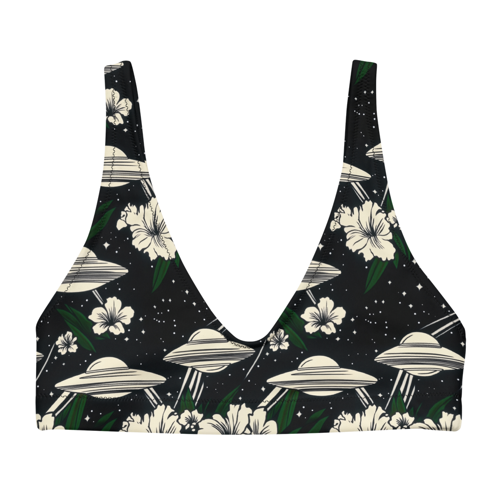 Cosmic Luau: Flying Saucer & Cactus Bloom High-Waisted Bikini Top